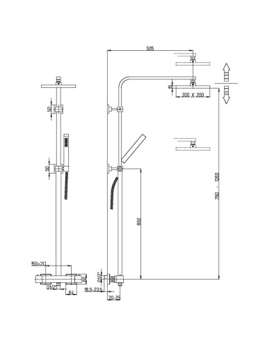Paini kit colonna doccia termostatica quadra, miscelatore lavabo e bidet