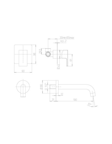 Paini Dax R miscelatore lavabo a muro