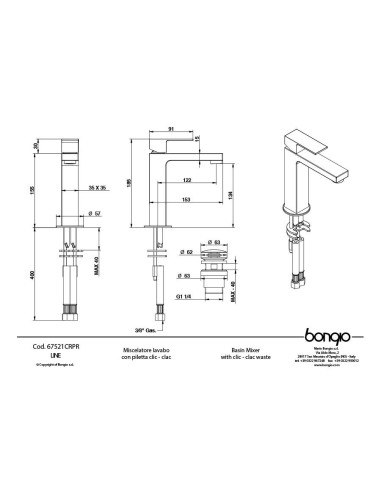Bongio Line miscelatore monocomando lavabo e bidet