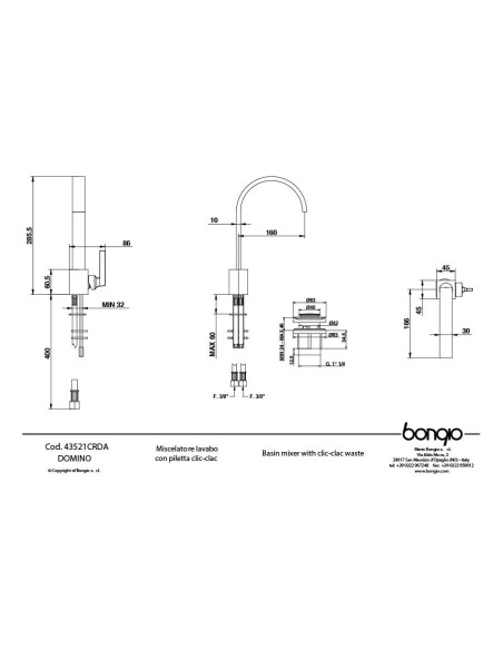 Bongio Domino miscelatore lavabo e bidet