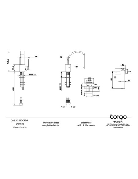 Bongio Domino miscelatore lavabo e bidet