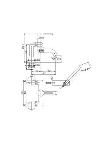 Paini Cox small miscelatore lavabo, bidet e vasca esterno con doccia duplex