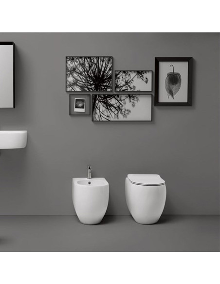 Sanitari sospesi Cielo Cubika vaso bidet e coprivaso rallentato