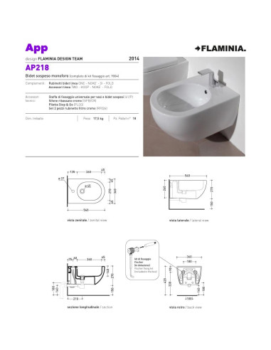 Ceramica Flaminia App kit sospeso vaso Go clean, bidet e coprivaso rallentato
