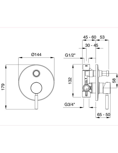 Paini Cox monocomando vasca esterno con doccia duplex