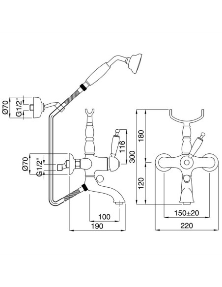 Paini Pilot miscelatore monocomando vasca completo