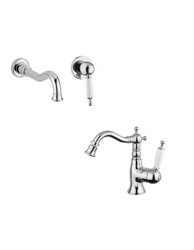 Retro miscelatore monocomando lavabo e bidet canna alta