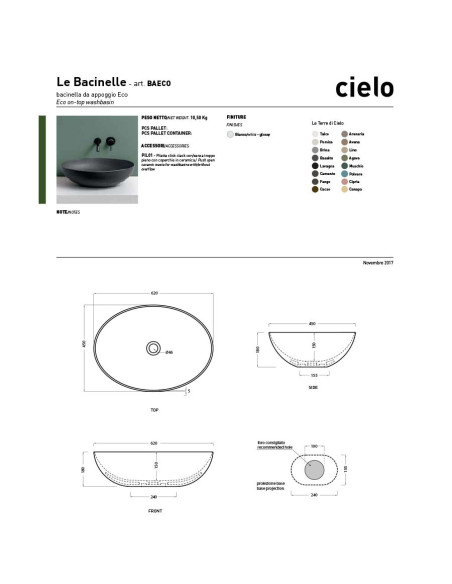 Cielo Shui Comfort lavabo tondo da 40