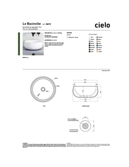 Cielo Shui Comfort lavabo tondo da 40