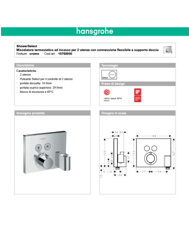 Termostatico doccia incasso 1 via