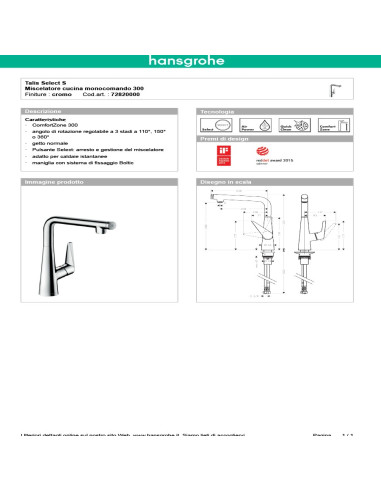 Hansgrohe Logis miscelatore cucina 260
