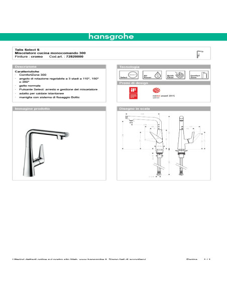 Hansgrohe Logis miscelatore cucina 260