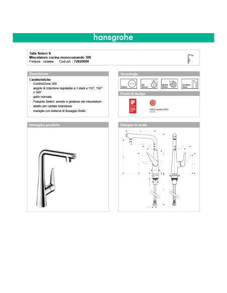 Hansgrohe Logis miscelatore cucina 260