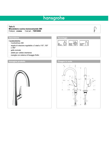 Hansgrohe Logis miscelatore cucina 260