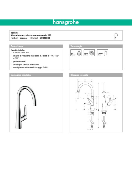 Hansgrohe Logis miscelatore cucina 260