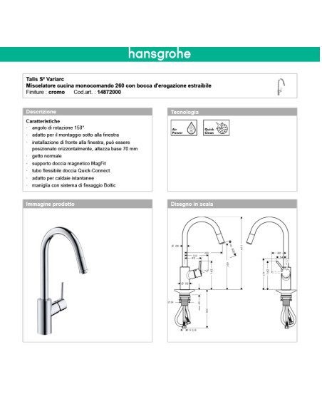 Hansgrohe Logis miscelatore cucina 260