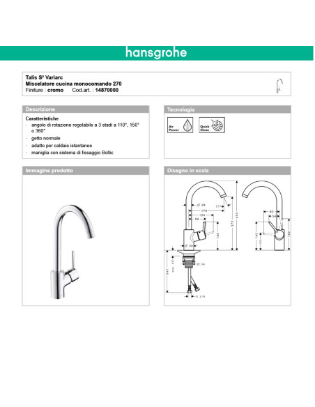 Hansgrohe Logis miscelatore cucina 260