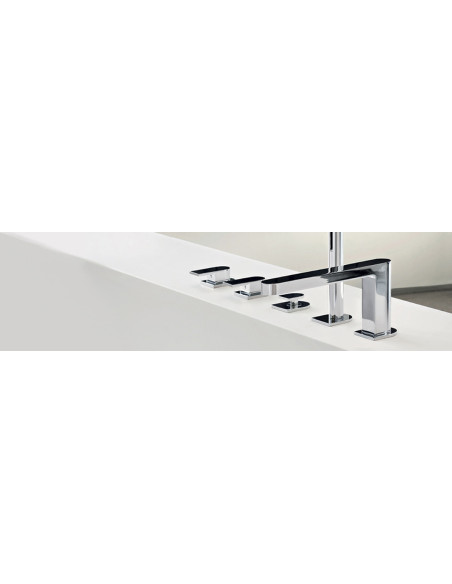 Deck-mounted bath taps