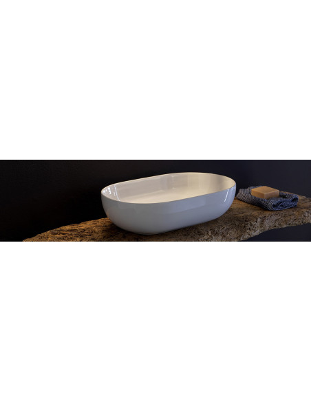 Lavabo à poser en Solid Surface NT2430 - 42 x 42 x 11 cm - blanc mat